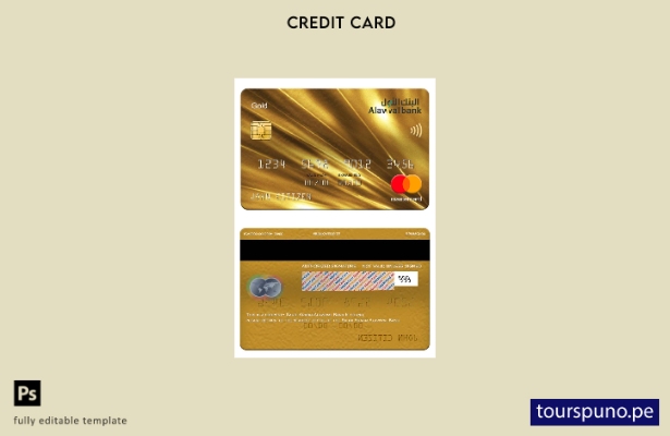 listo para imprimir plantilla de oro mastercard de Arabia Saudita Alawwal Bank
